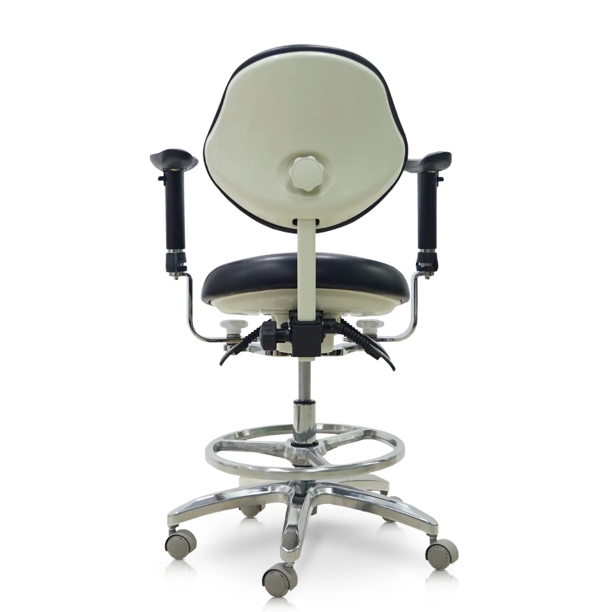 Saddle Style Dental Assistant Stool with Swing-out Armrests/Elbow Supports