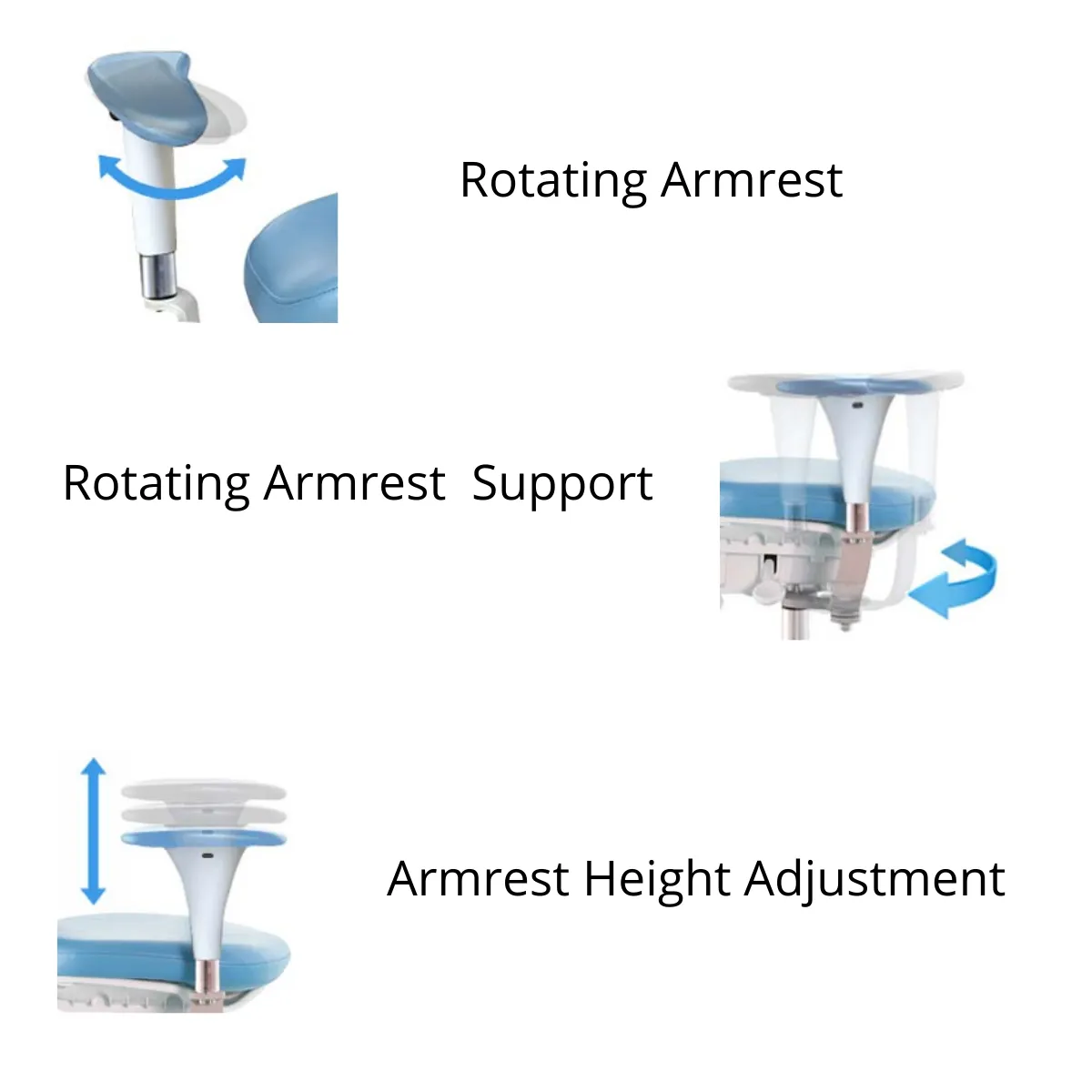 Saddle Style Dental Assistant Stool with Swing-out Armrests/Elbow Supports