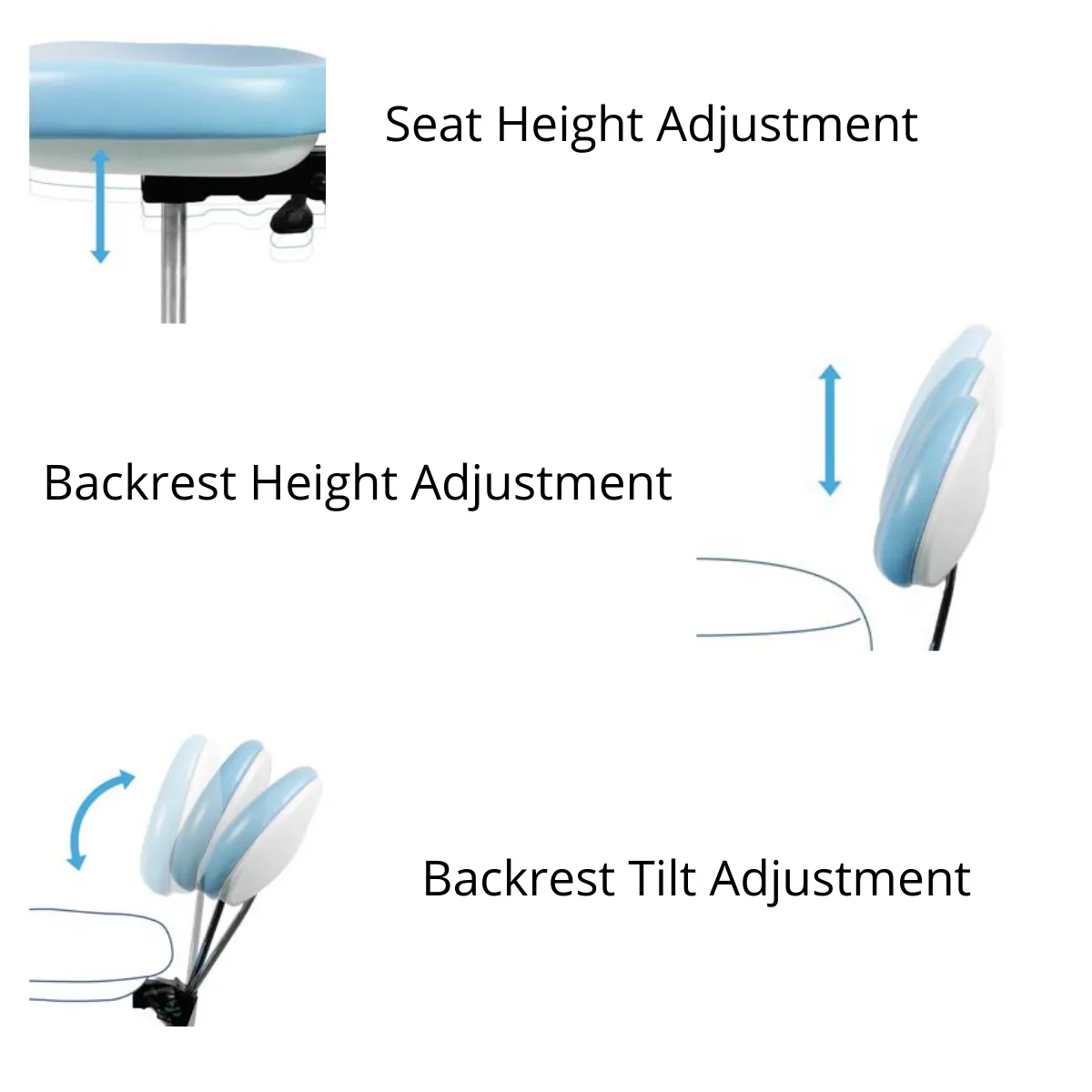 Saddle Style Dental Assistant Stool with Swing-out Armrests/Elbow Supports