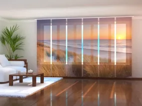 Set of 6 Sliding Panel Curtains Dunes and Beach at Sunset in The Netherlands