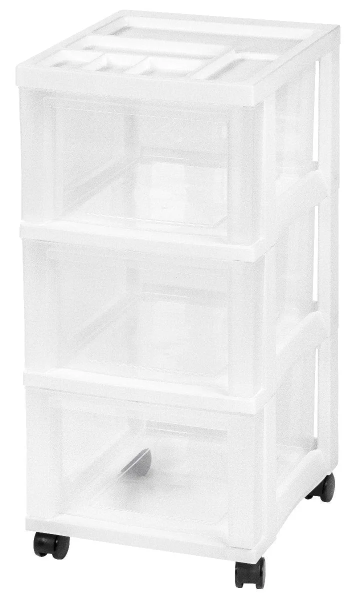 Storage Cart with Organizer Top - 3 Drawer