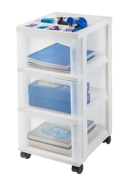 Storage Cart with Organizer Top - 3 Drawer