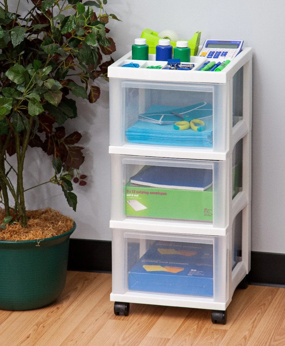 Storage Cart with Organizer Top - 3 Drawer