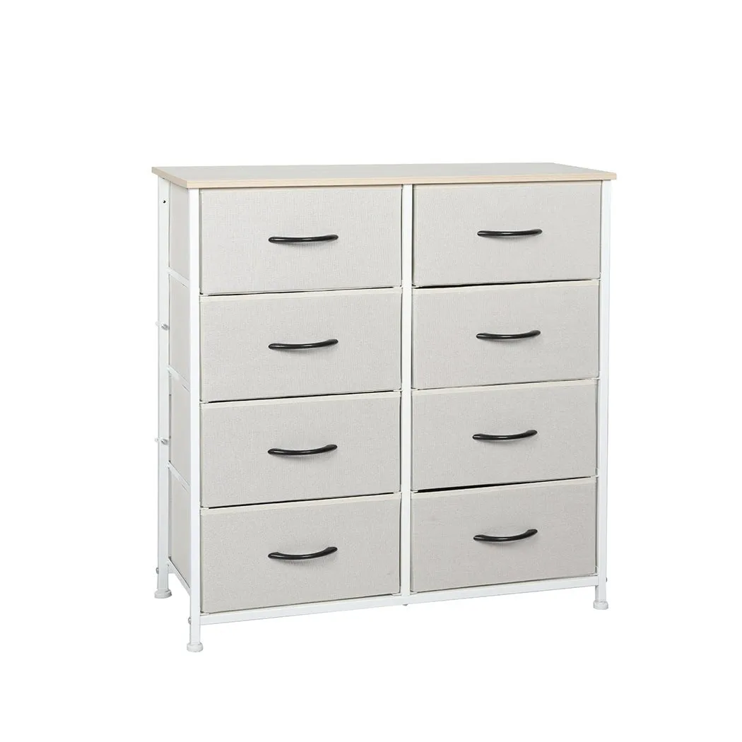 Stylish Grey Storage Cabinet Tallboy with 8 Drawers - Beige