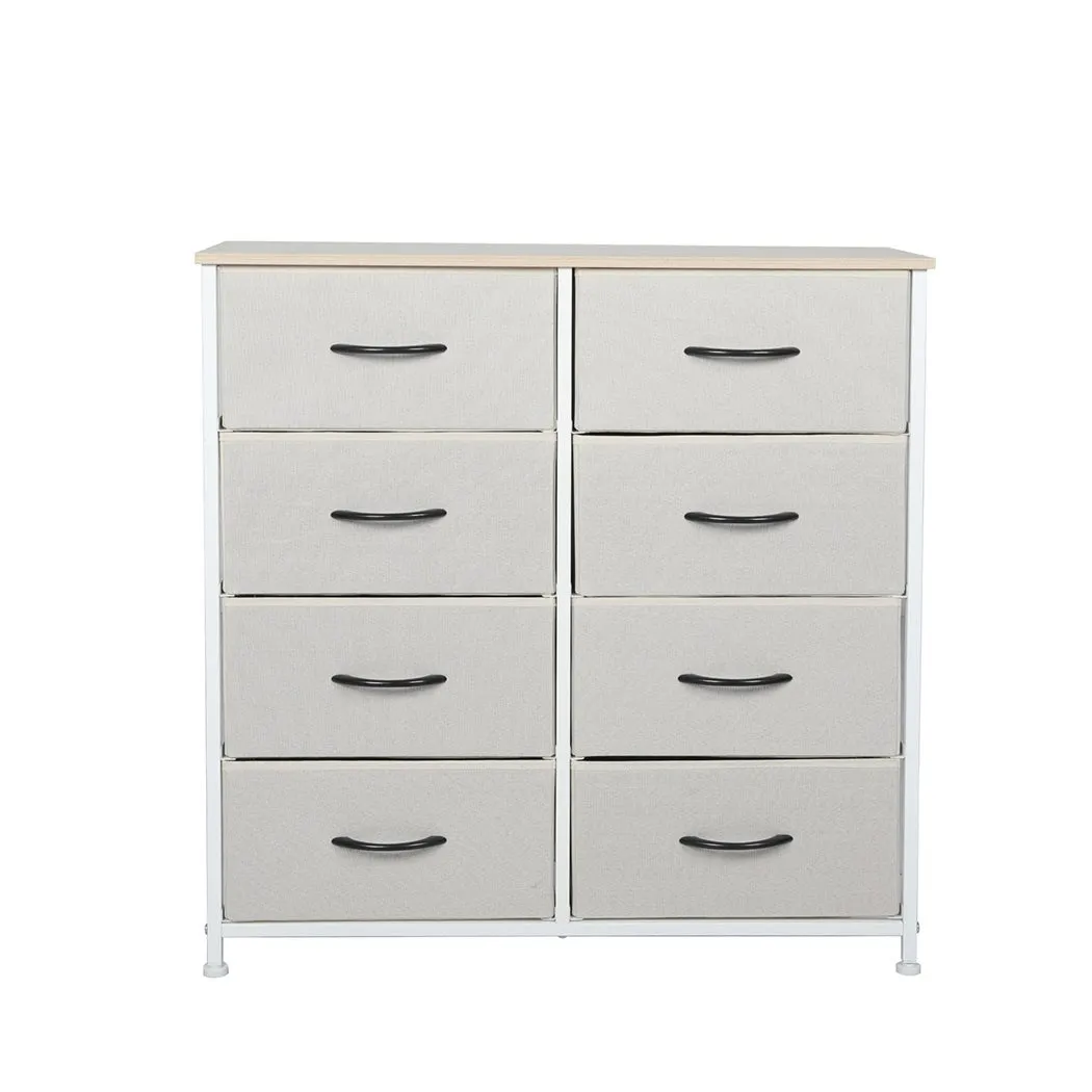 Stylish Grey Storage Cabinet Tallboy with 8 Drawers - Beige