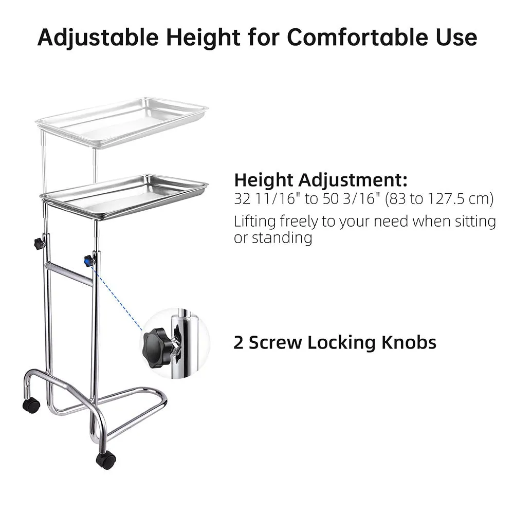 TheLAShop Mayo Instrument Stand with Removable Tray Double Post