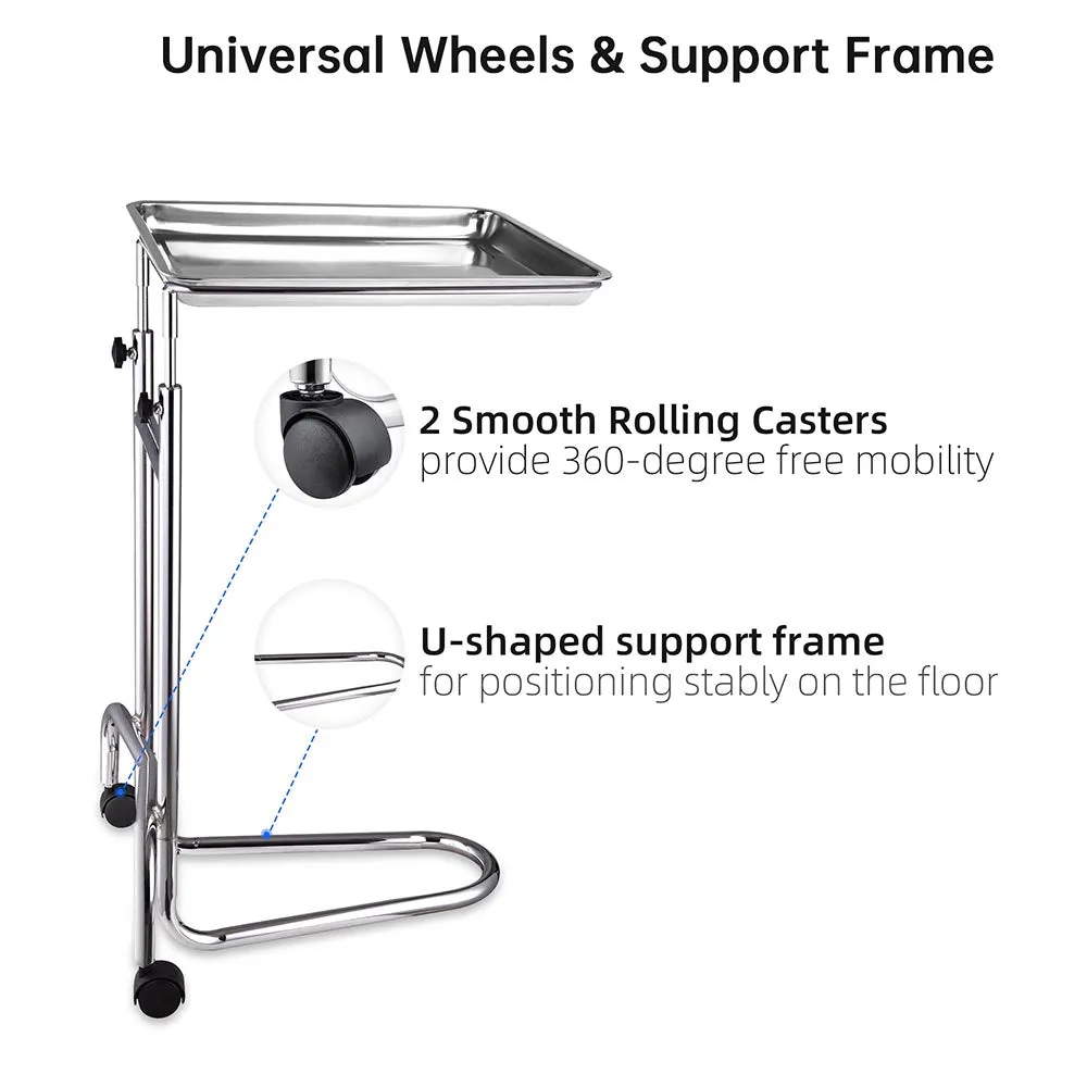 TheLAShop Mayo Instrument Stand with Removable Tray Double Post