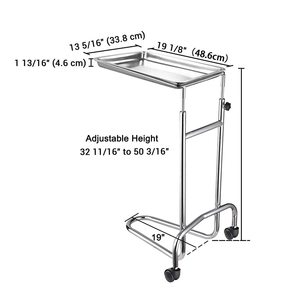 TheLAShop Mayo Instrument Stand with Removable Tray Double Post