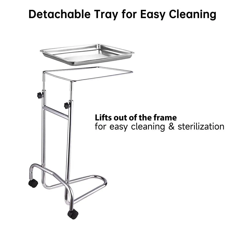 TheLAShop Mayo Instrument Stand with Removable Tray Double Post