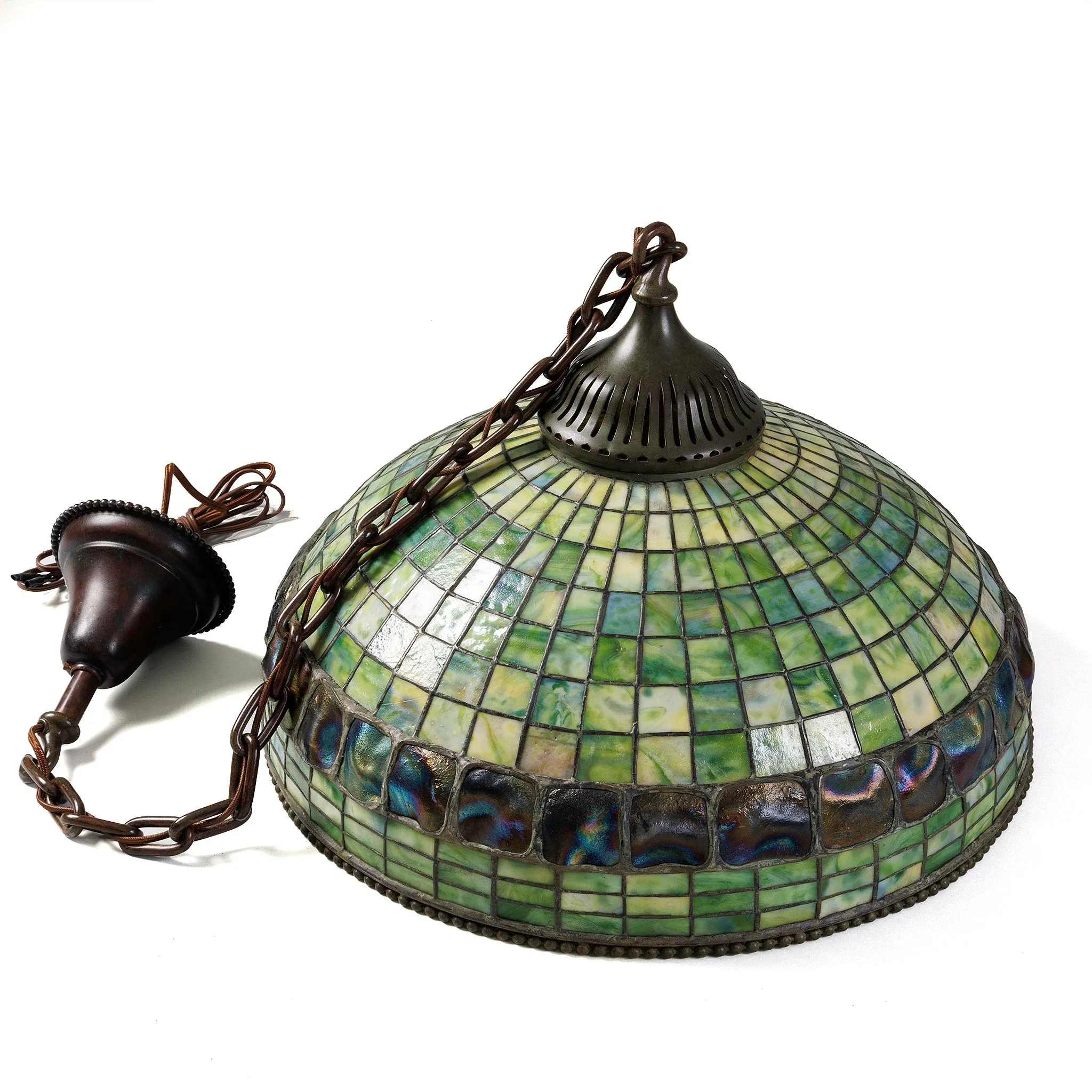 Tiffany Studios New York "Belted Turtleback" Chandelier