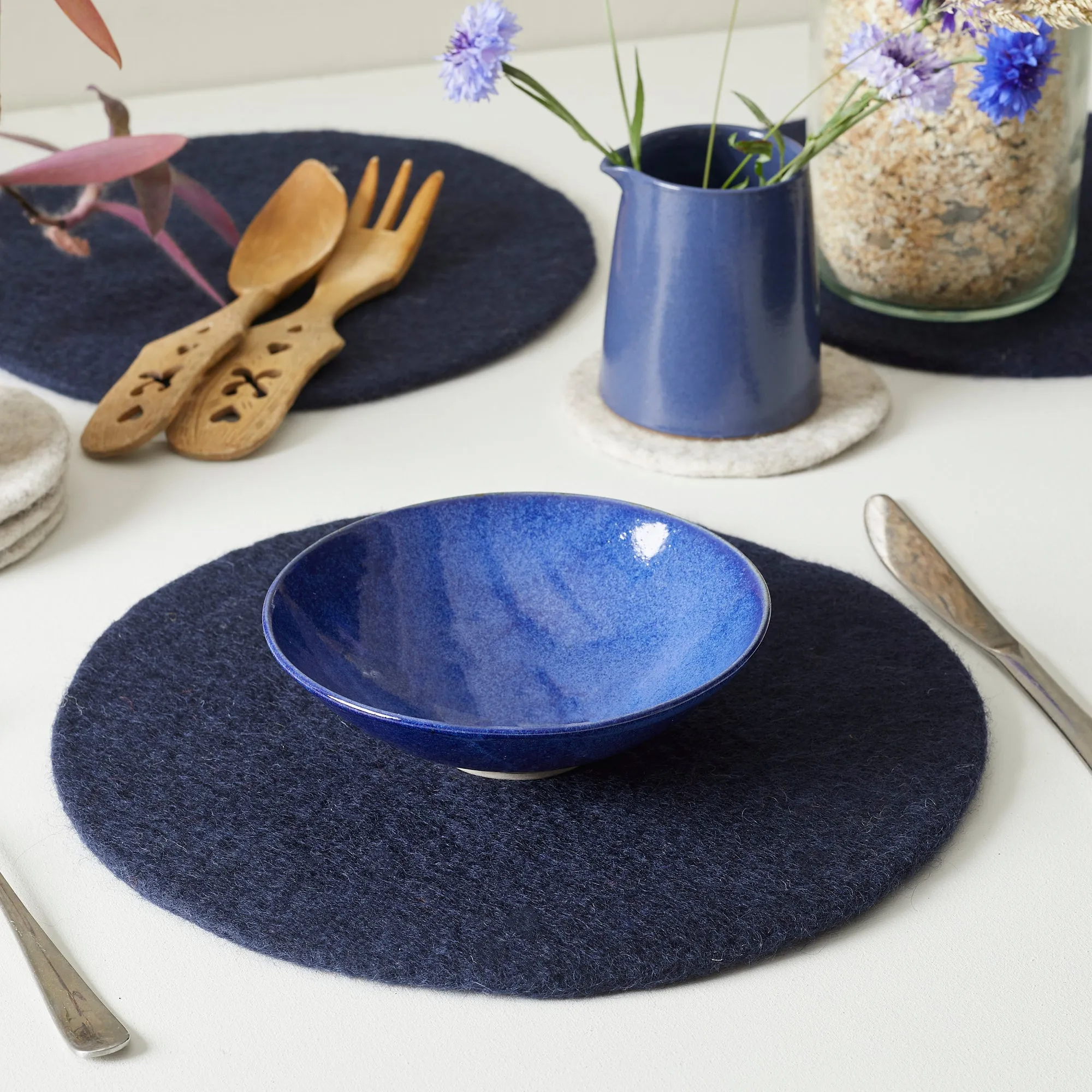 TOLA Felt Flat Coasters 12cm 4pc Set (WS)