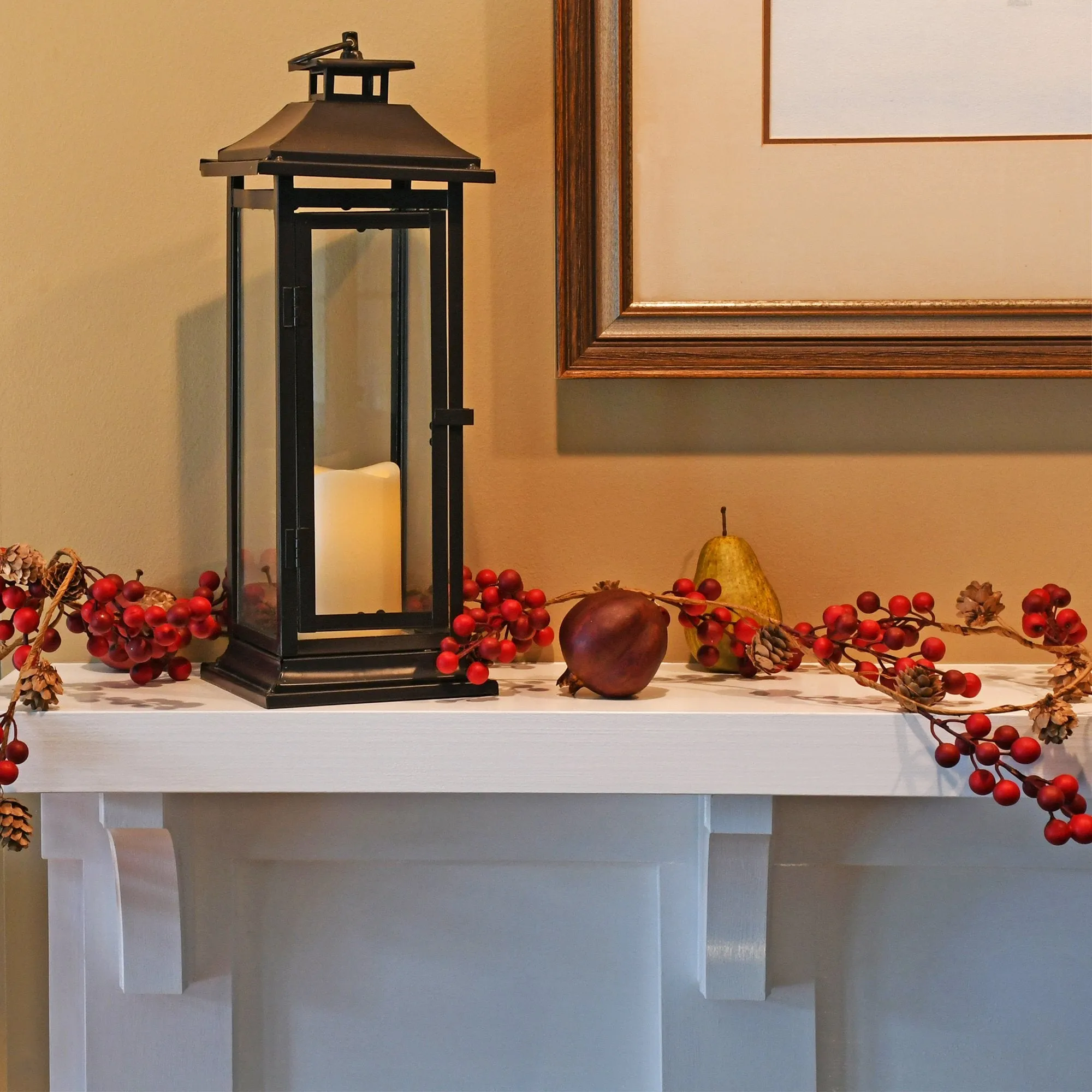 Traditional Black Metal Lantern with LED Candle