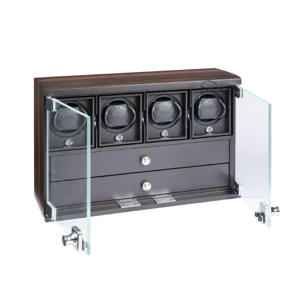 UNDERWOOD (LONDON) - Classic Macassar 4-Unit Watch Winder w Drawers | UN7871