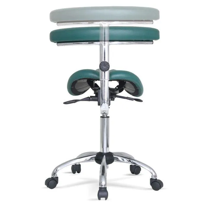 USA Patented Twin Tiltable Saddle Stool with 360 Degree Arm Support