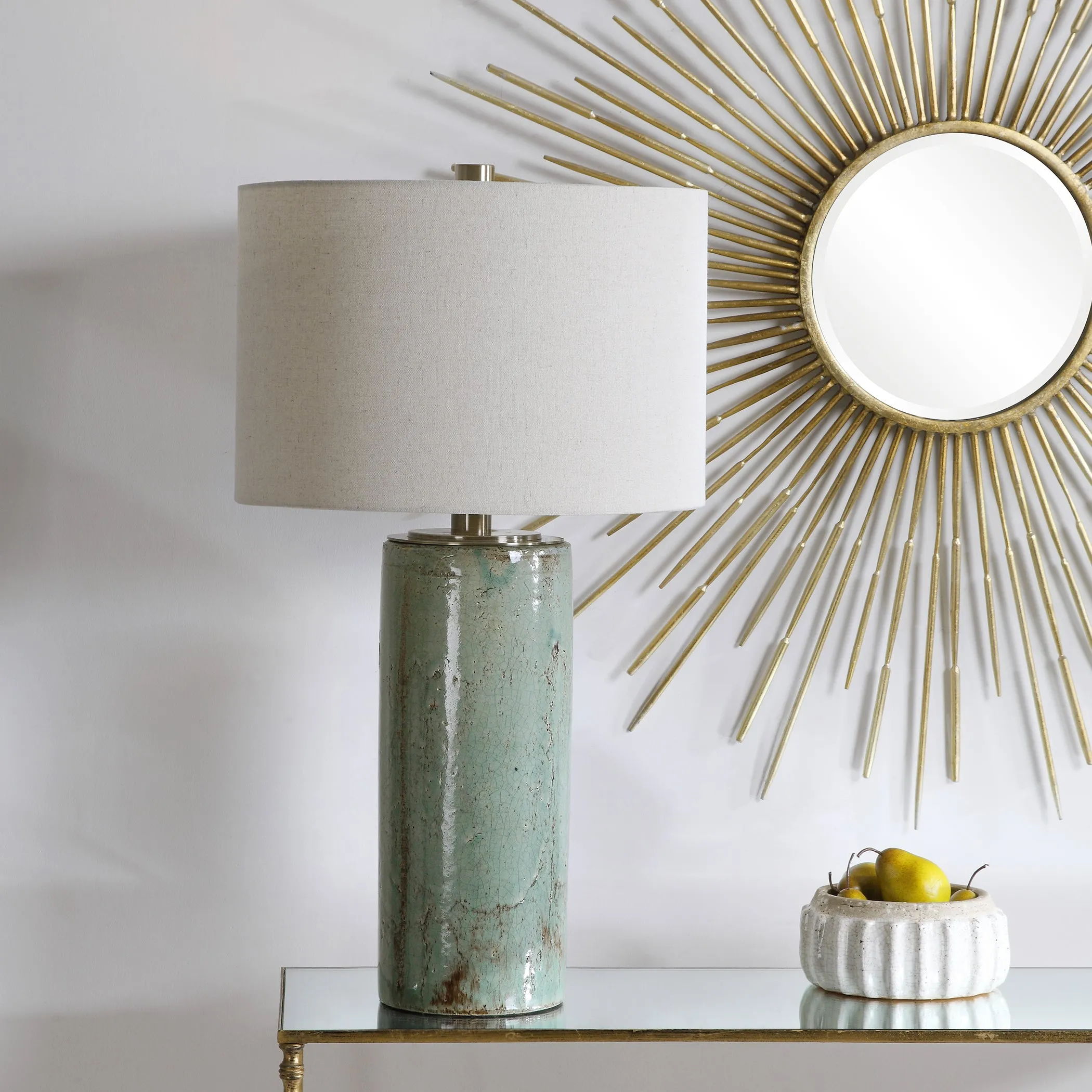 Uttermost Callais Crackled Aqua Table Lamp