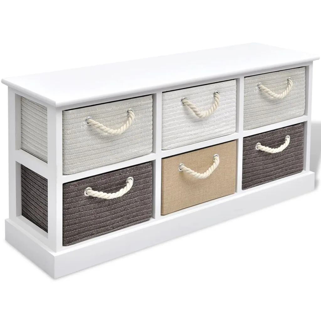 vidaXL Storage Bench 6 Drawers Wood