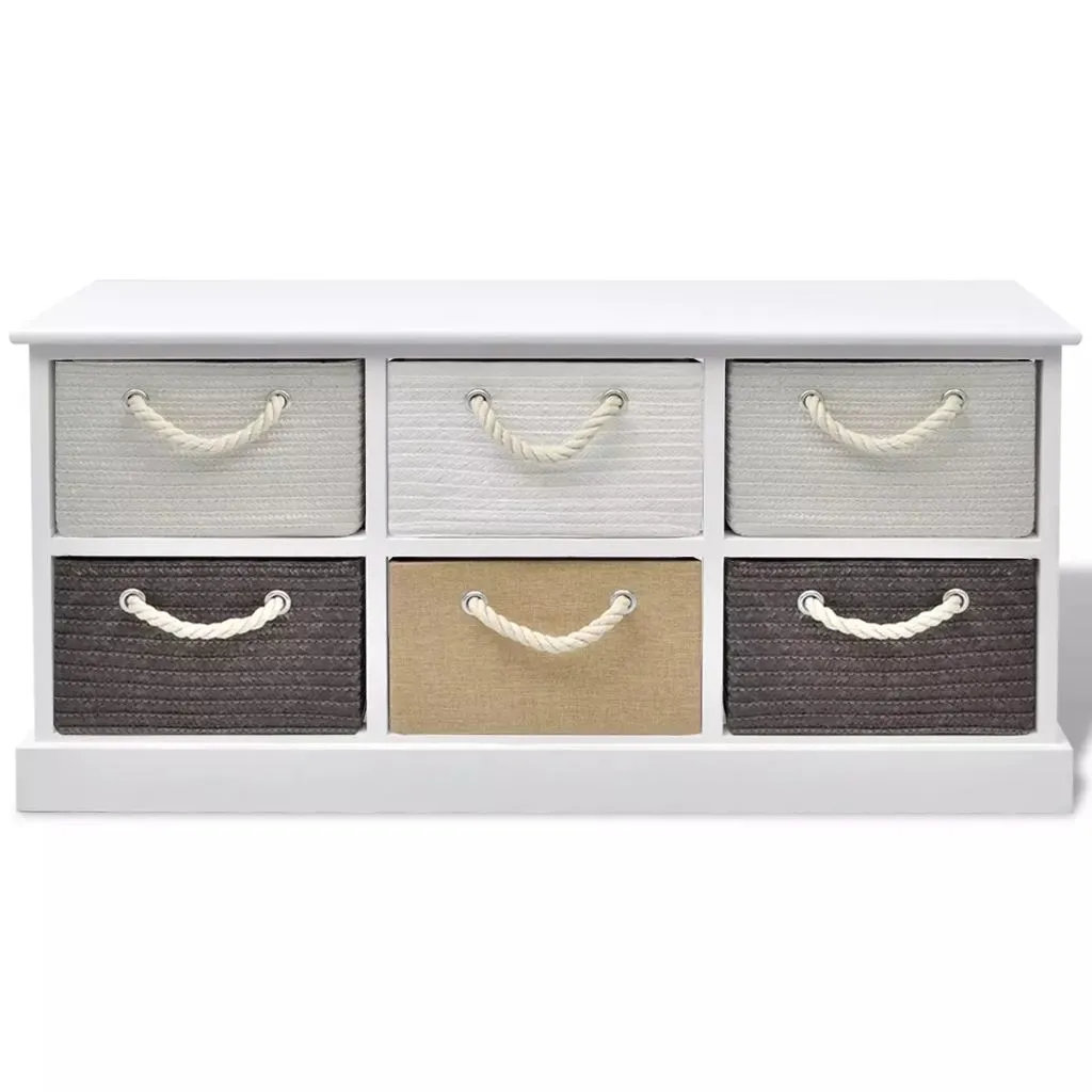 vidaXL Storage Bench 6 Drawers Wood