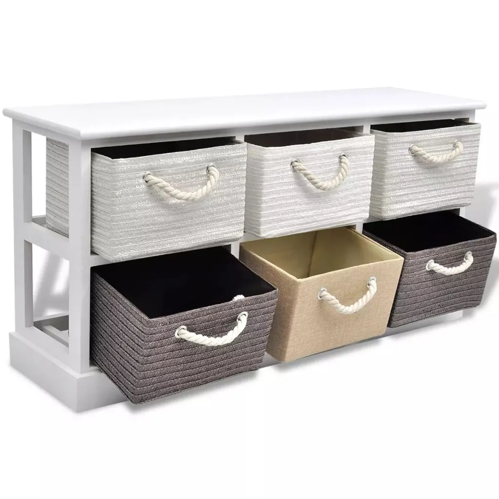 vidaXL Storage Bench 6 Drawers Wood