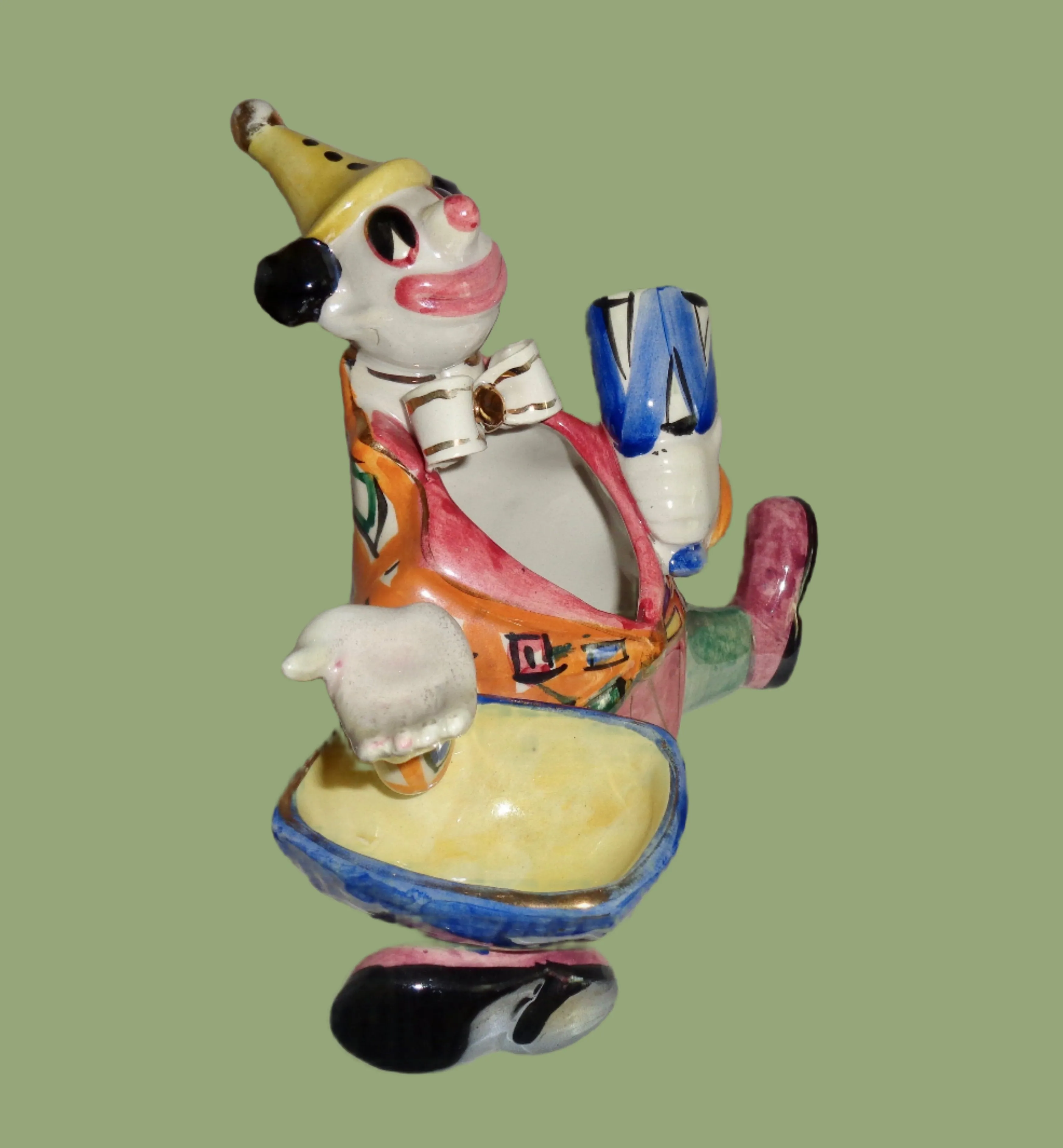 Vintage Art Pottery Seated Clown Desk Tidy By Febland Italy