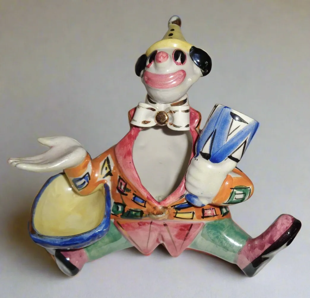 Vintage Art Pottery Seated Clown Desk Tidy By Febland Italy