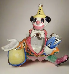 Vintage Art Pottery Seated Clown Desk Tidy By Febland Italy