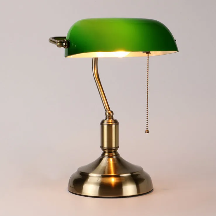 Vintage Bankers Lamp in Green