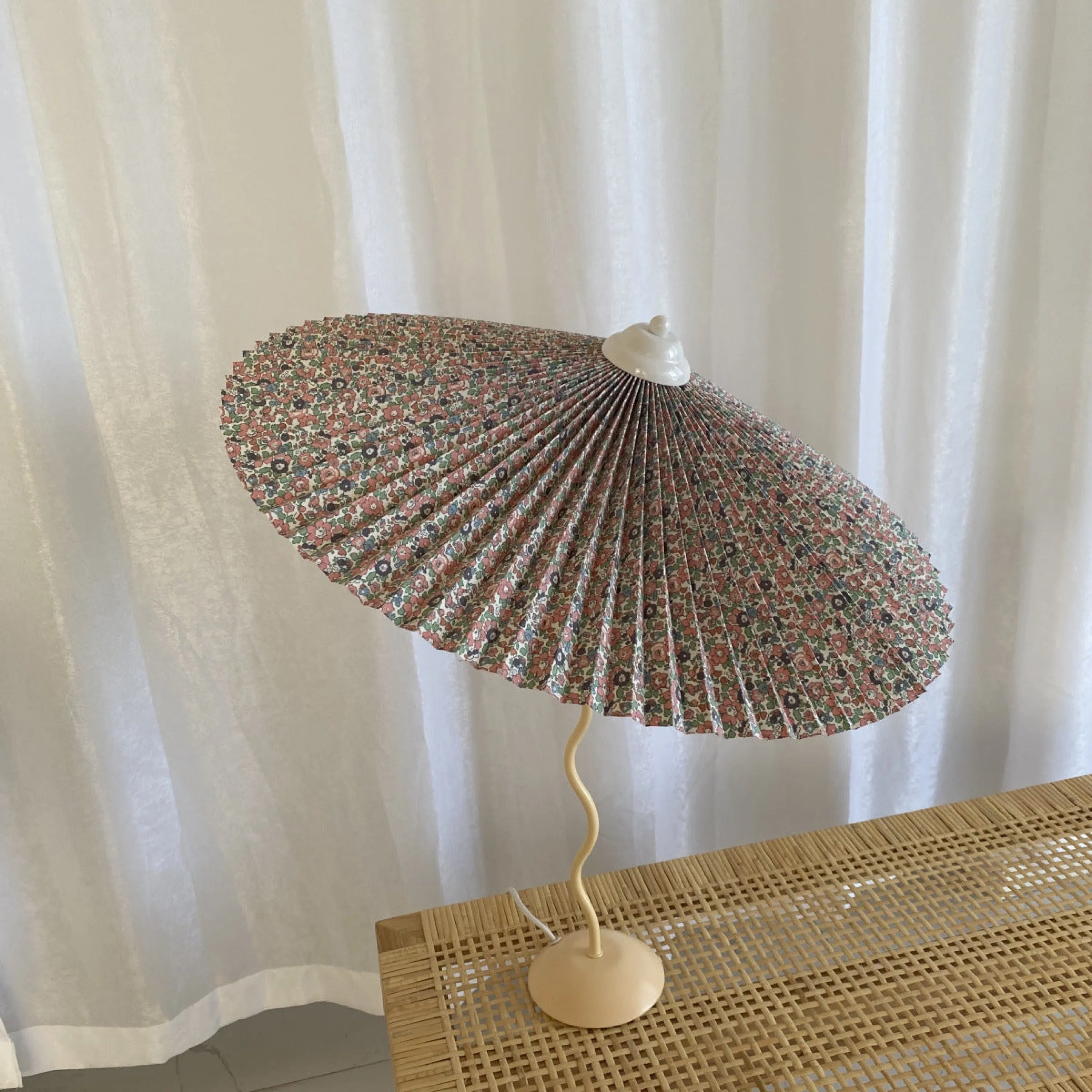 Vintage Inspired Tilted Umbrella Lamp / Beige