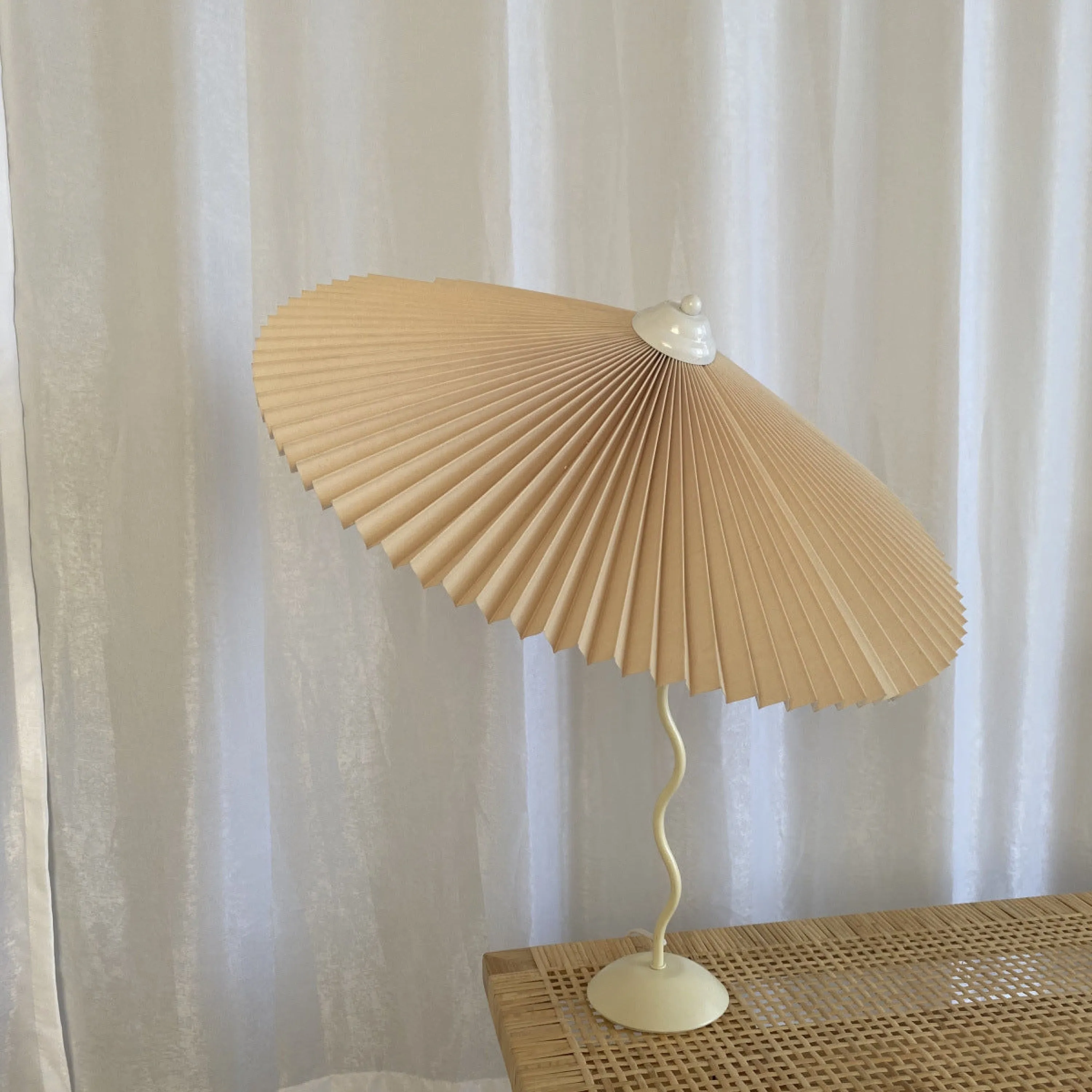 Vintage Inspired Tilted Umbrella Lamp / Beige