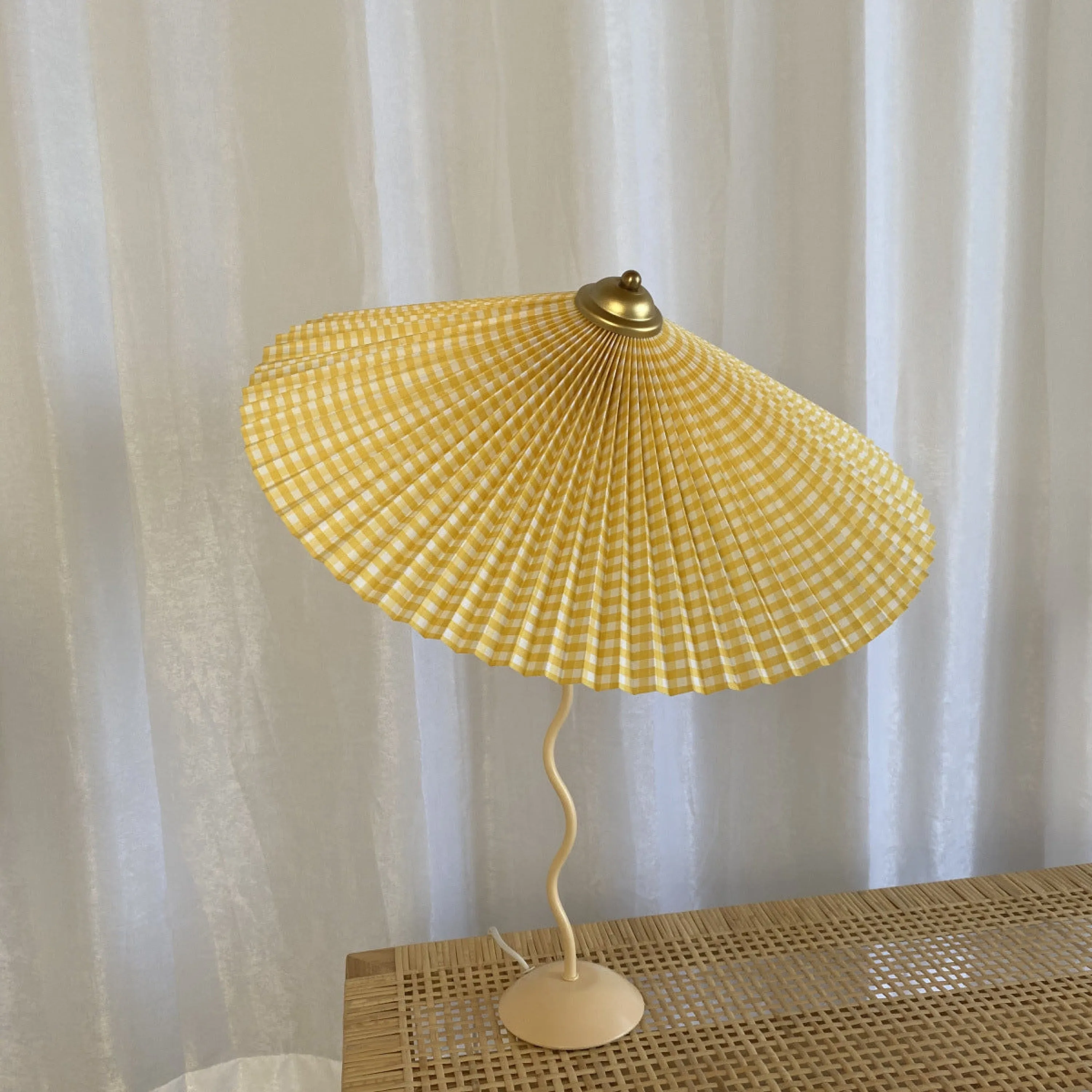 Vintage Inspired Tilted Umbrella Lamp / Beige