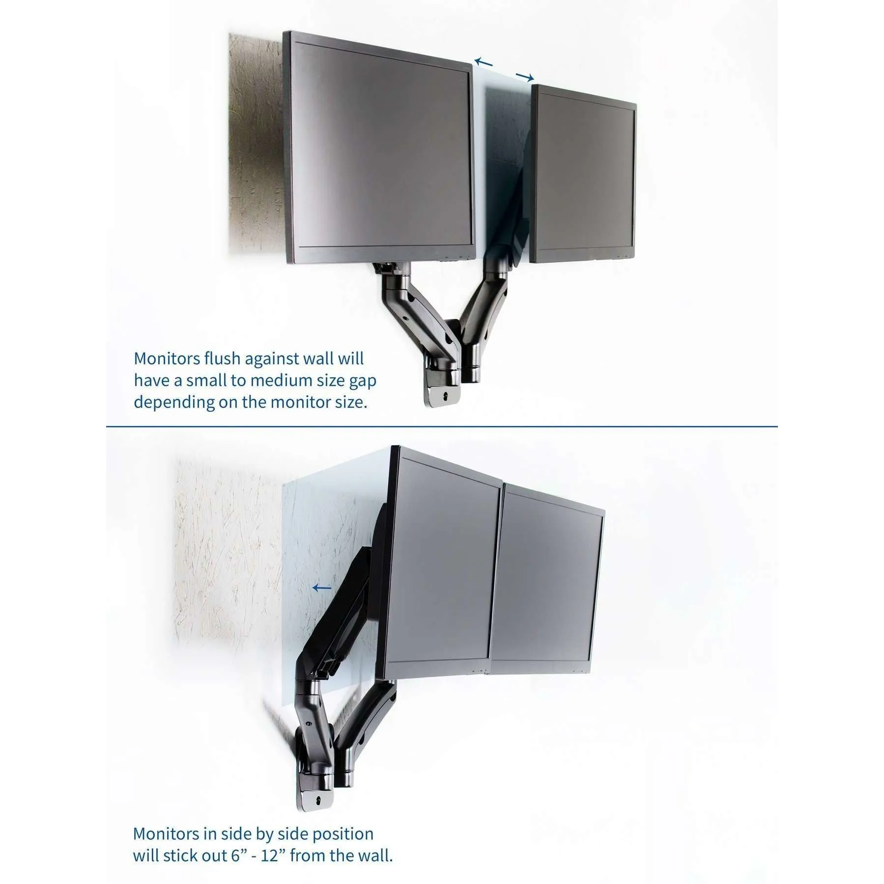 VIVO Pneumatic Arm Dual Monitor Wall Mount, MOUNT-V002G