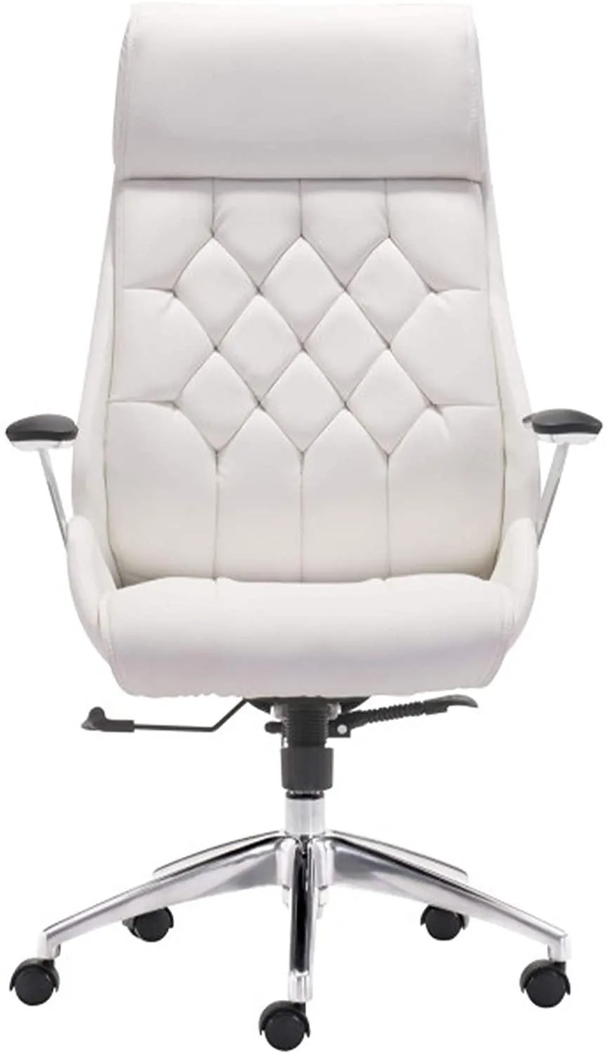 White Office Chair Ergonomic Leather High Back Heavy Duty Executive Chairs Adjustable Lock Position 360 Degree Swivel