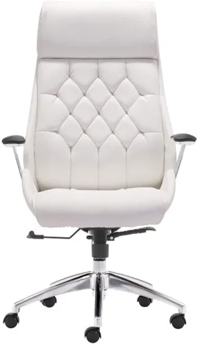 White Office Chair Ergonomic Leather High Back Heavy Duty Executive Chairs Adjustable Lock Position 360 Degree Swivel