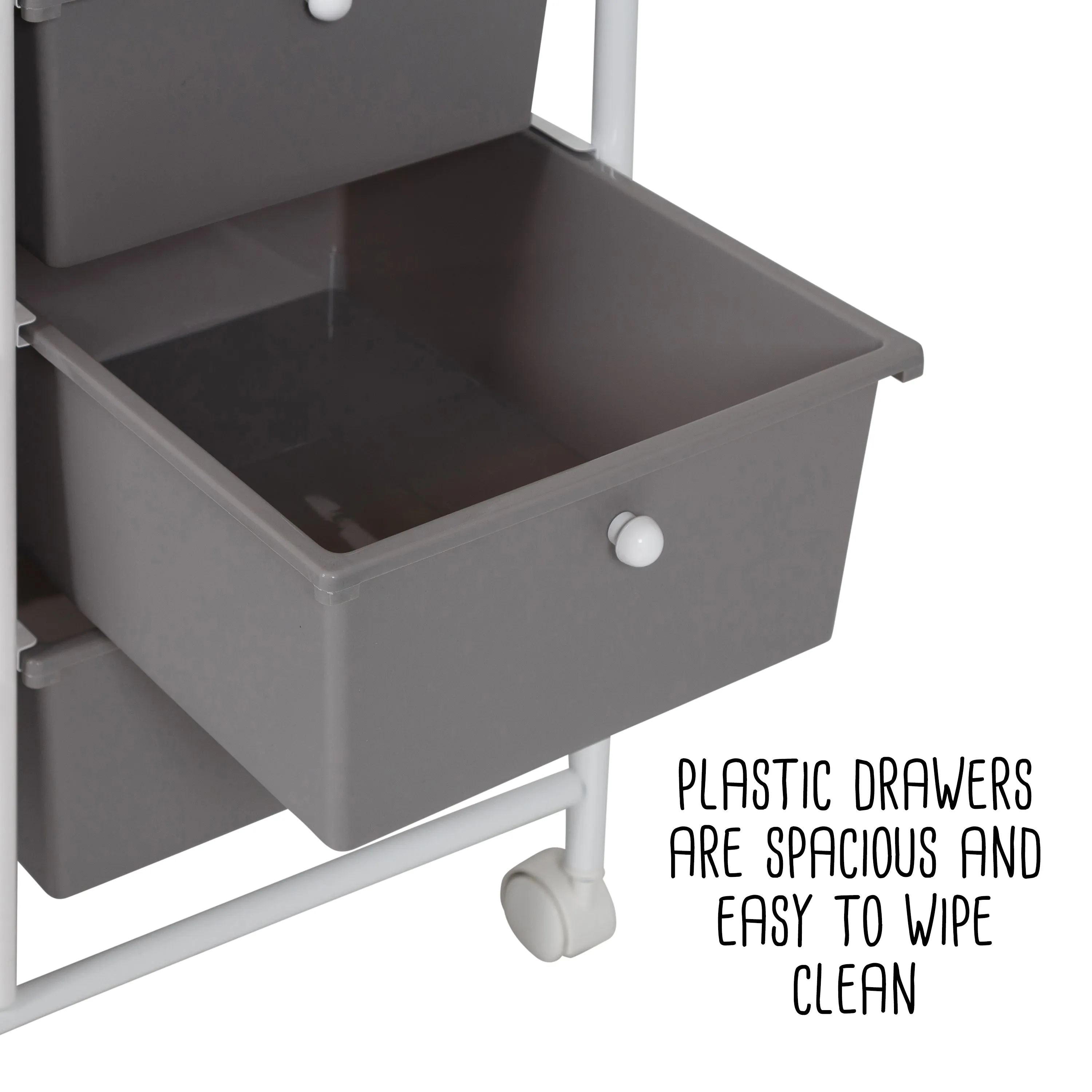 White/Gray Plastic 8-Drawer Storage Cart